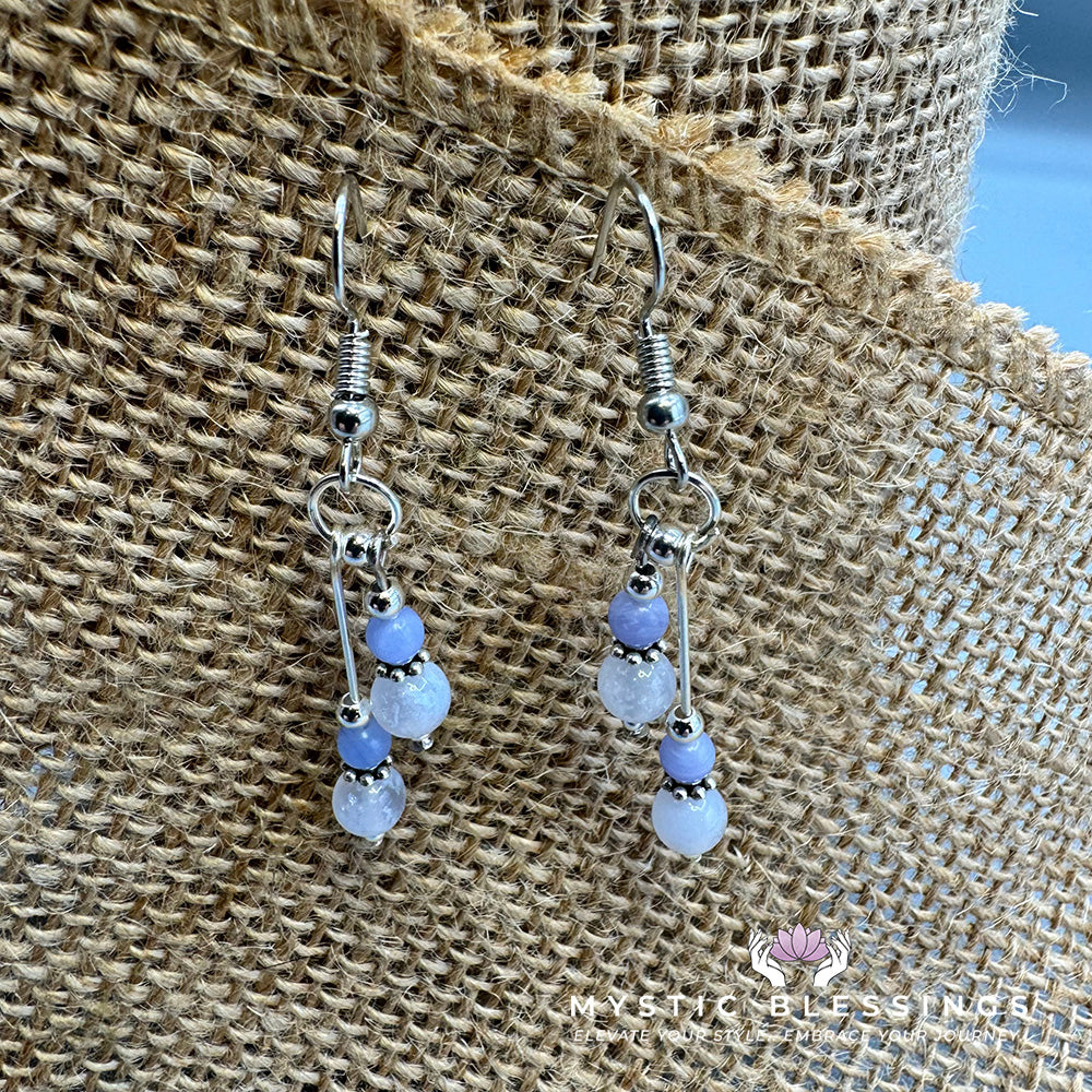 Blue Lace Agate Dangle Earrings