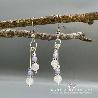 Blue Lace Agate Dangle Earrings