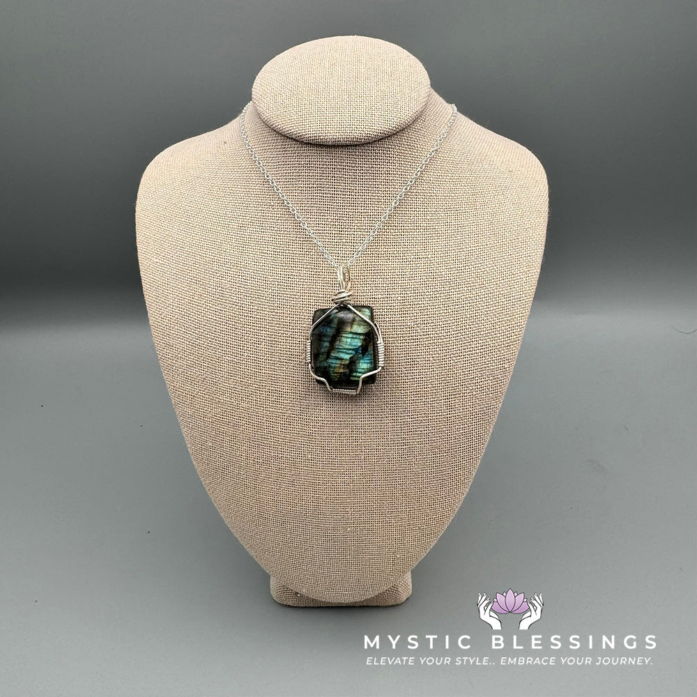 Labradorite Square Wrapped Pendant