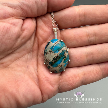 Sea Sediment Jasper Prong Pendant