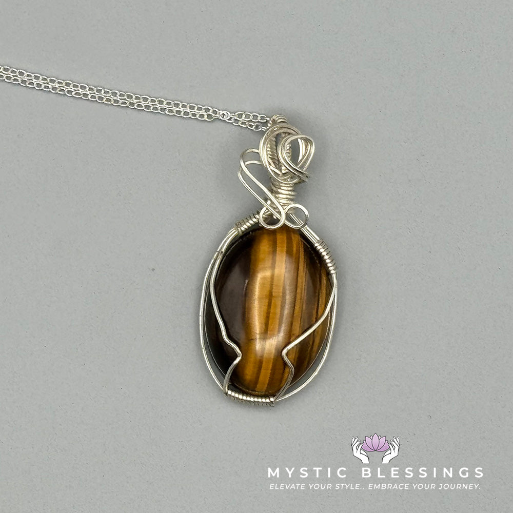 Tigers Eye Wrapped Pendant